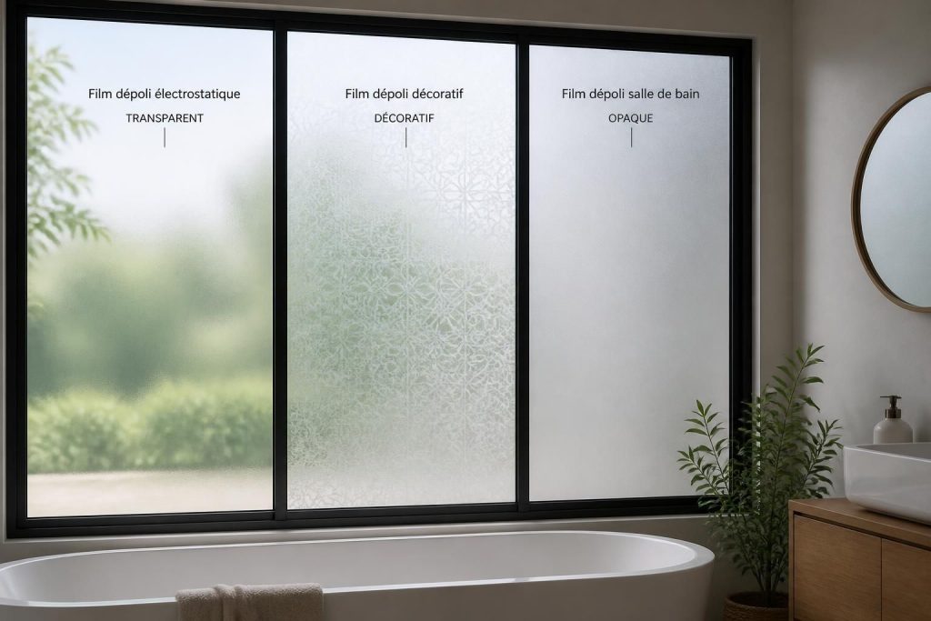 découvrez notre film fenêtre dépoli offrant des options électrostatiques, décoratives et spécialement conçues pour les salles de bain, alliant esthétique et intimité.